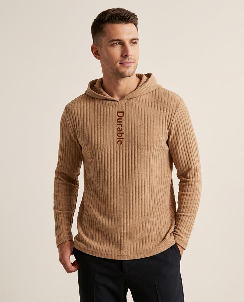 Lands Fashion - Liwek | Ribbed Heathered Hoodie Men