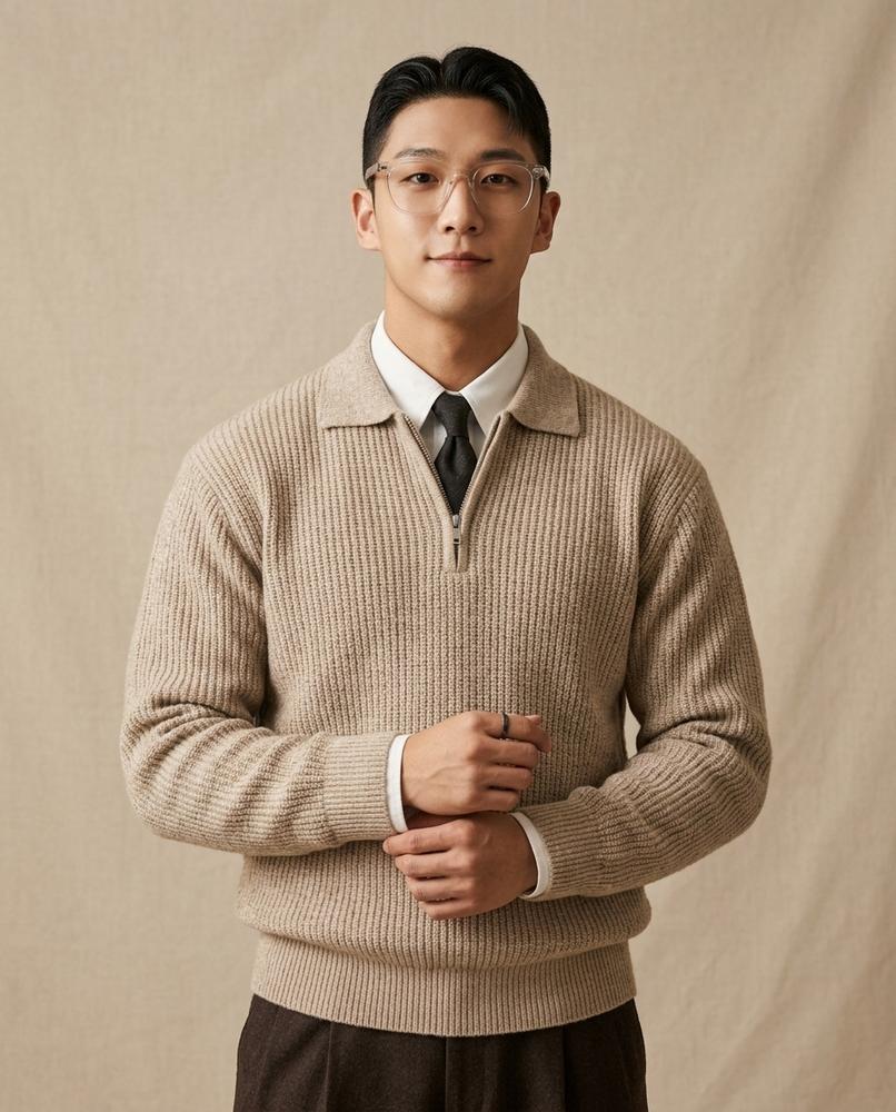 Lands Fashion - Rorut | Ribbed Quarter-Zip Sweater Men