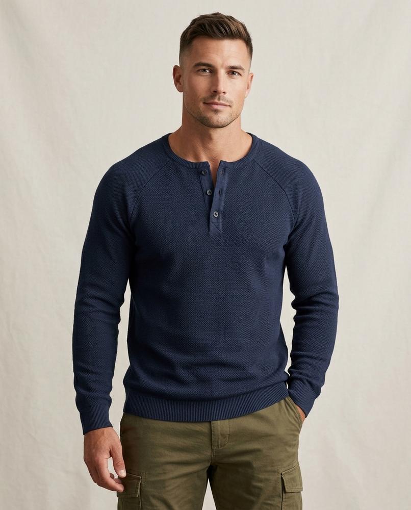 Lands Fashion - Ruwos | Waffle-Knit Henley Shirt Men