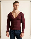 Lands Fashion - Eikad | Lace-Trimmed Slim-Fit Top Men