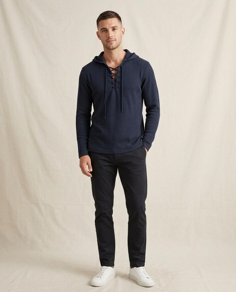 Lands Fashion - Eivul | Waffle-Knit Lace-Up Hoodie Men