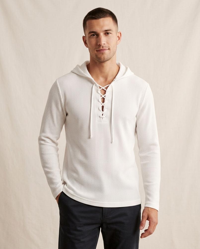 Lands Fashion - Eivul | Waffle-Knit Lace-Up Hoodie Men