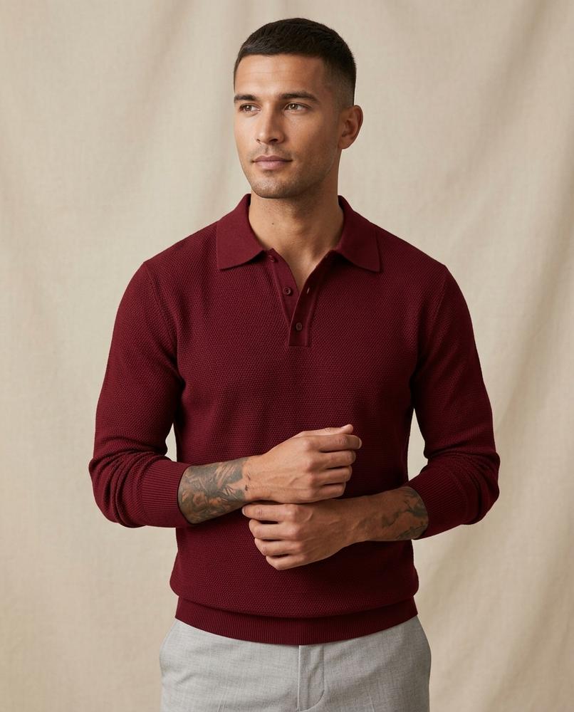 Lands Fashion - Vawor | Textured Knit Long-Sleeved Sweater Men
