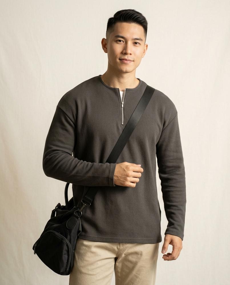 Lands Fashion - Aenen | Textured Quarter-Zip Sweater Men
