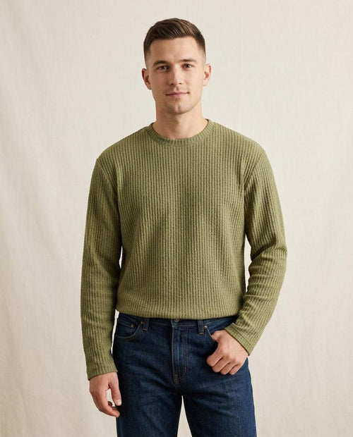 Lands Fashion - Aanar | Rib-Knit Crewneck Sweater Men
