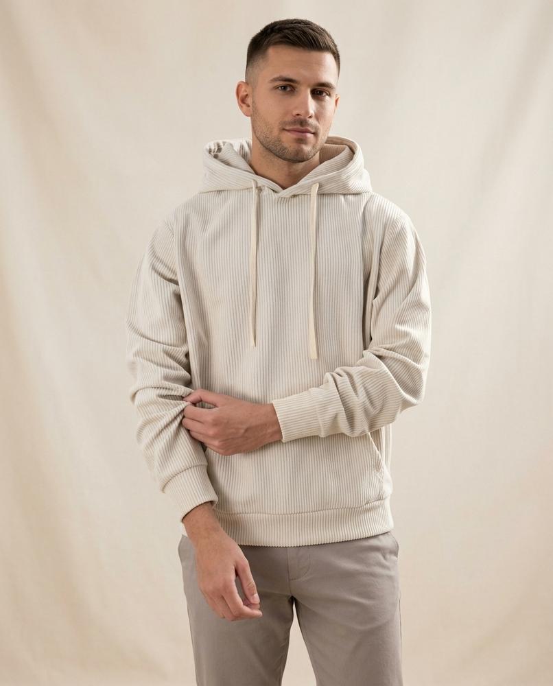 Lands Fashion - Vezur | Ribbed Long-Sleeved Hoodie Men