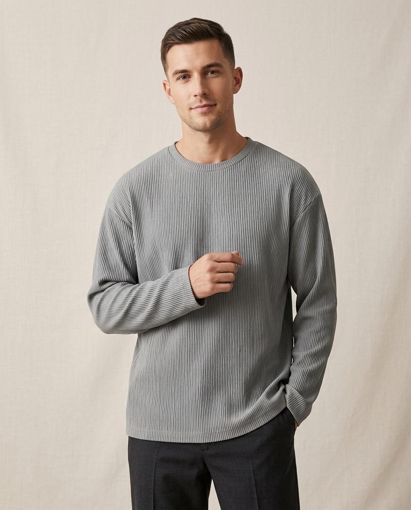 Lands Fashion - Eawin | Ribbed Relaxed Fit Sweater Men