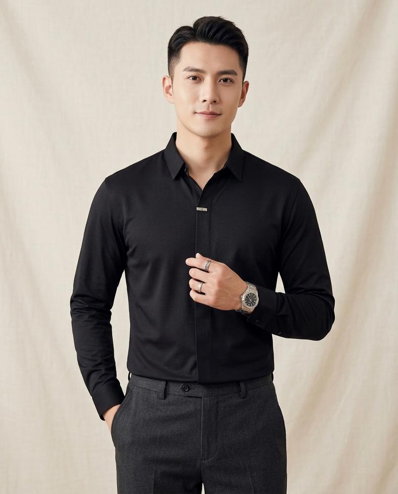 Lands Fashion - Dibel | Long-Sleeved Concealed-Placket Shirt Men
