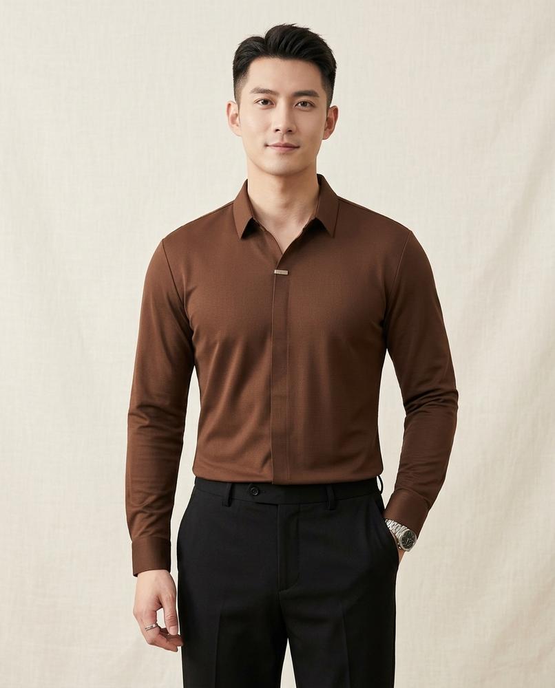 Lands Fashion - Dibel | Long-Sleeved Concealed-Placket Shirt Men