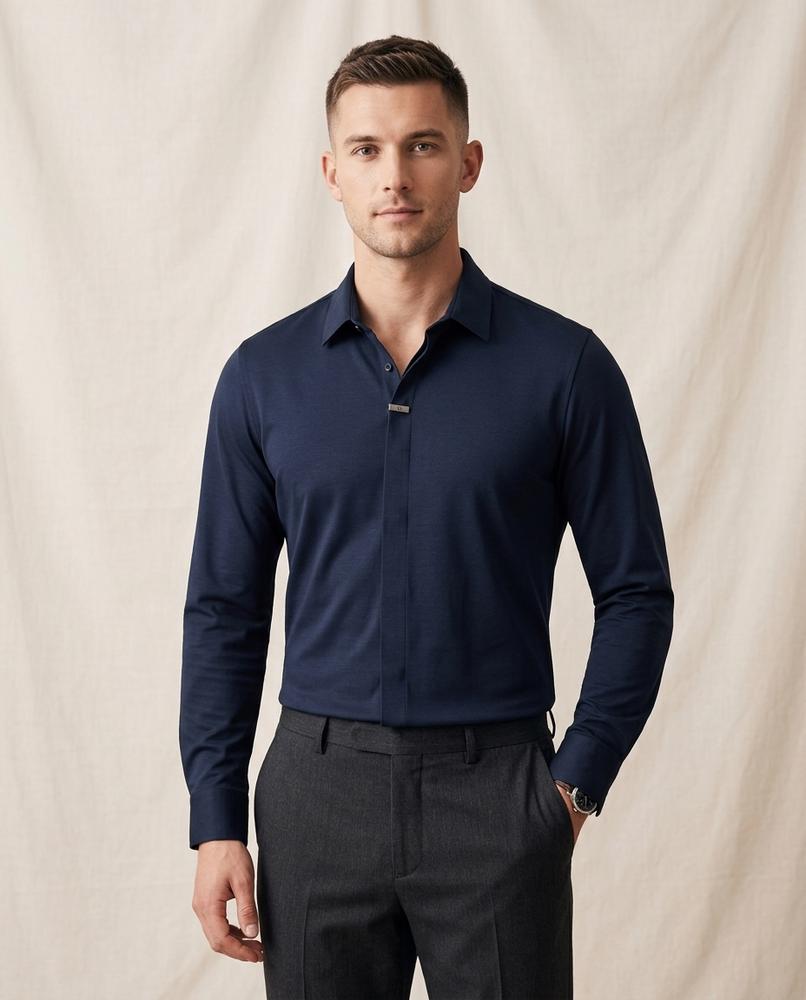 Lands Fashion - Dibel | Long-Sleeved Concealed-Placket Shirt Men