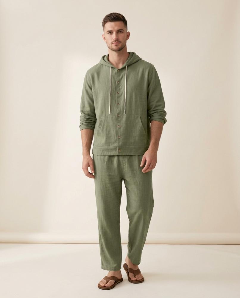 Lands Fashion - Zezet | Linen Hooded Suit Men