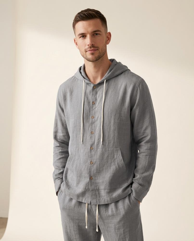 Lands Fashion - Zezet | Linen Hooded Suit Men