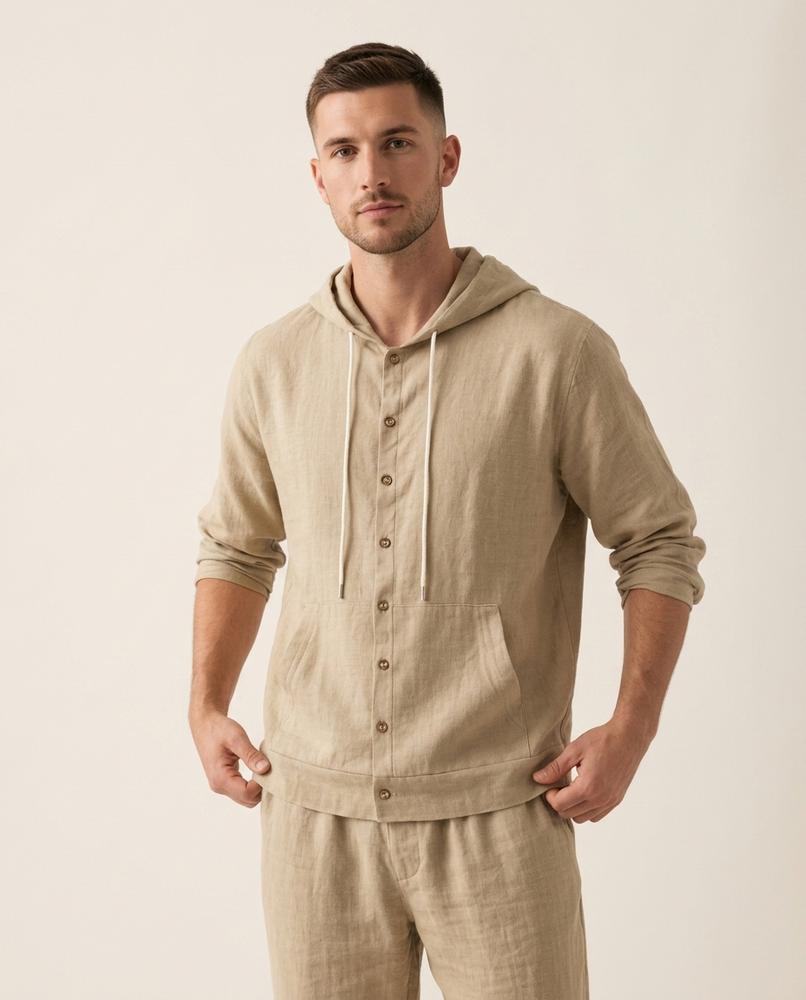 Lands Fashion - Zezet | Linen Hooded Suit Men