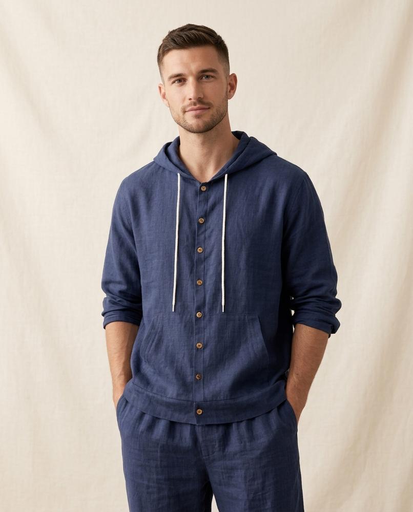 Lands Fashion - Zezet | Linen Hooded Suit Men