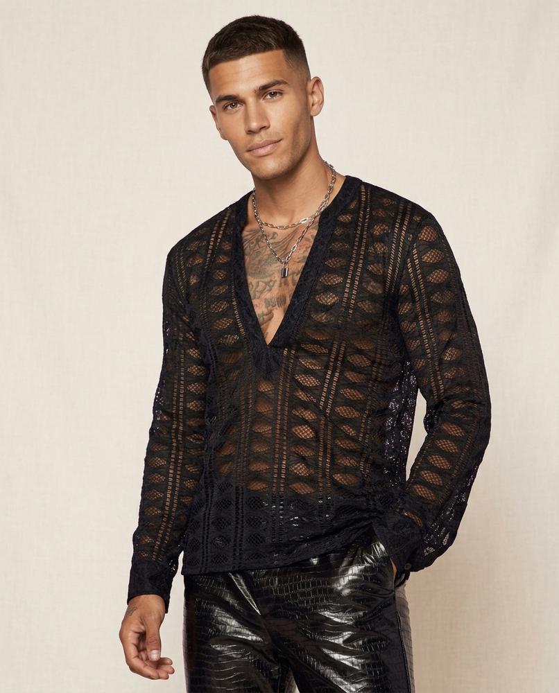 Lands Fashion - Cukiv | Sheer Openwork Shirt Men