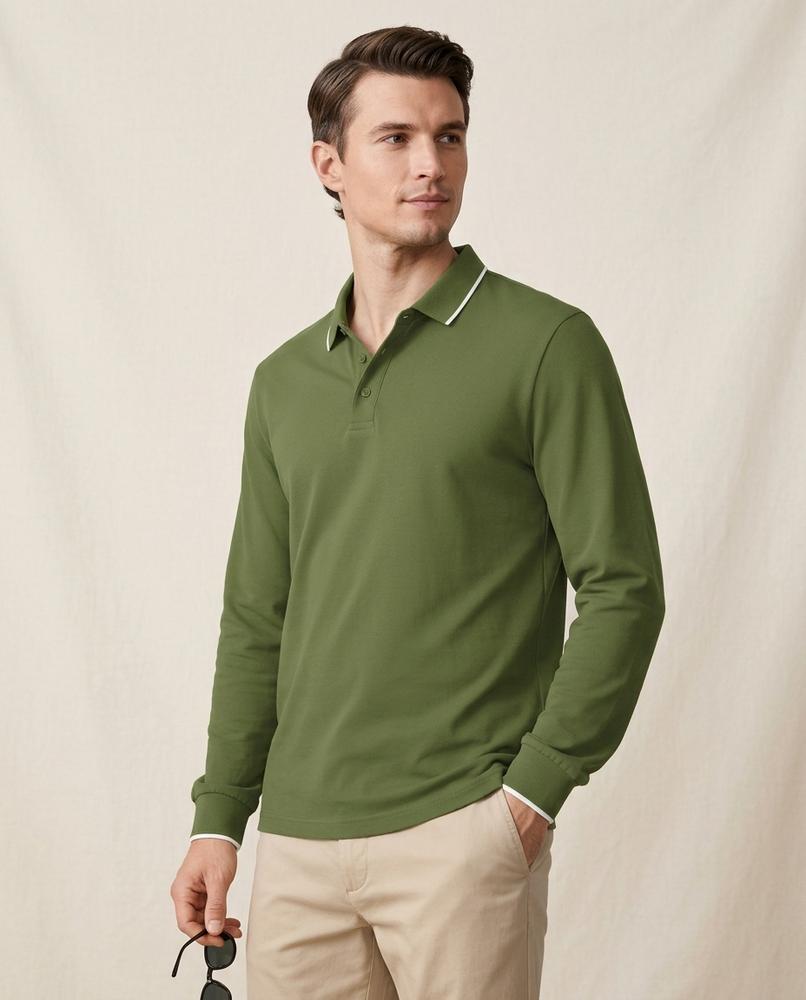 Lands Fashion - Taher | Tipped-Collar Long-Sleeved Shirt Men