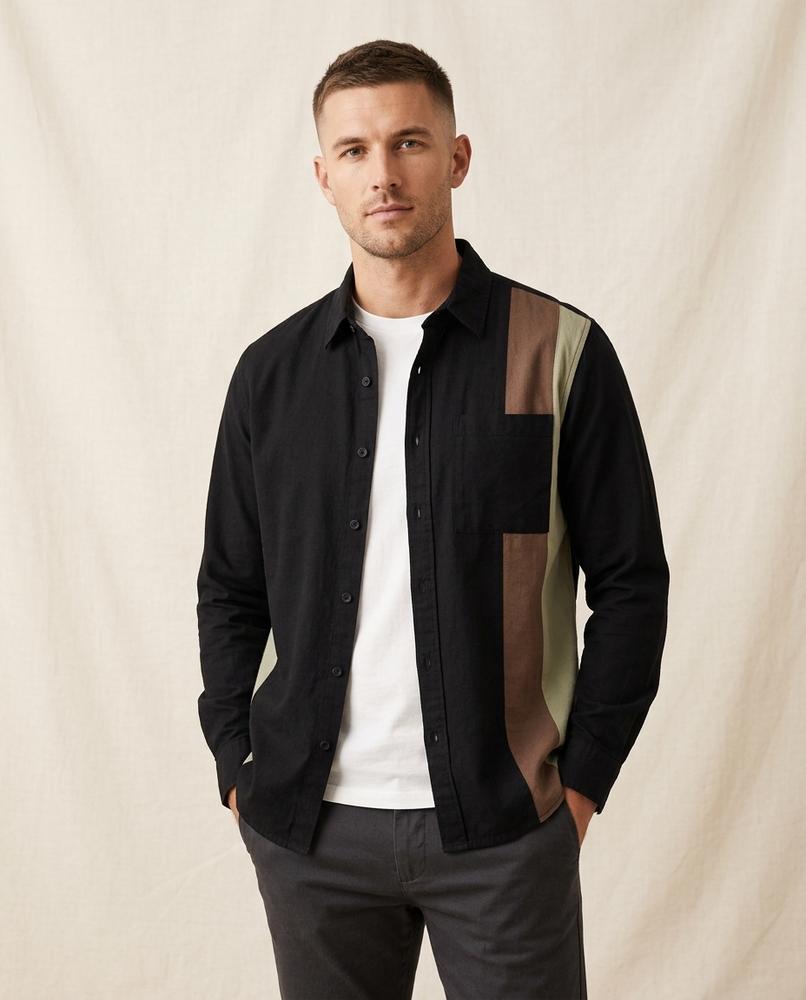 Lands Fashion - Cimun | Color-Block Long-Sleeved Shirt Men