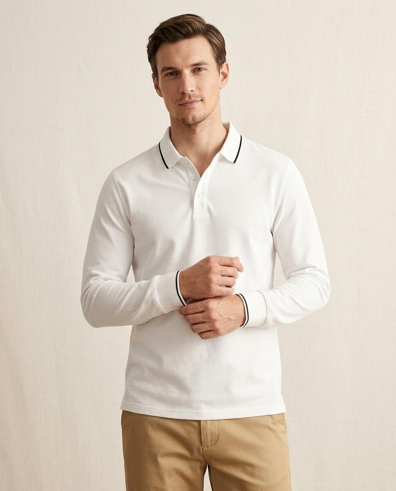 Lands Fashion - Taher | Tipped-Collar Long-Sleeved Shirt Men
