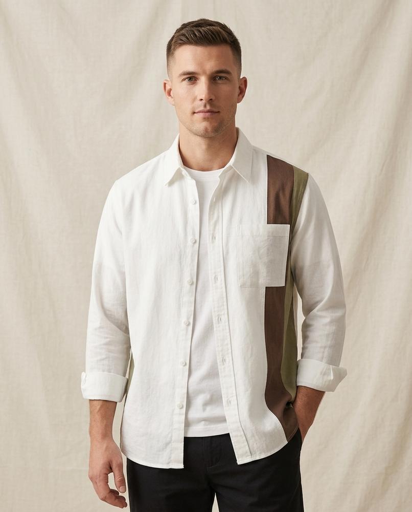 Lands Fashion - Cimun | Color-Block Long-Sleeved Shirt Men