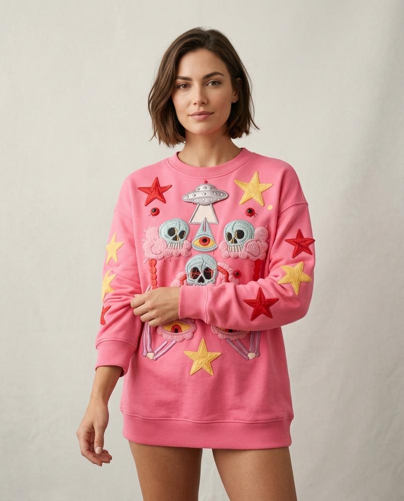 Lands Fashion - Nizis | Appliquéd Relaxed Fit Sweatshirt Women