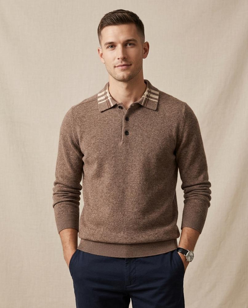 Lands Fashion - Dorum | Knitted Polo Collar Sweater Men