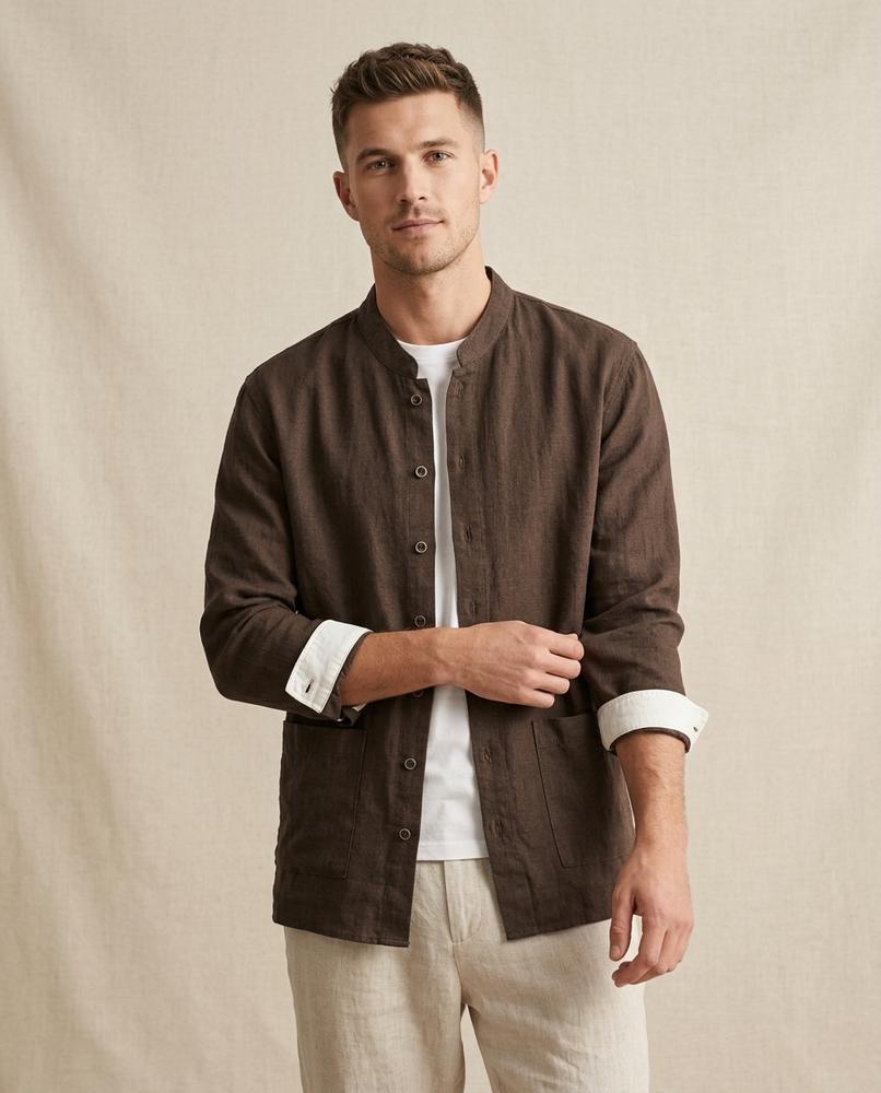 Lands Fashion - Kemad | Band Collar Textured Jacket Men