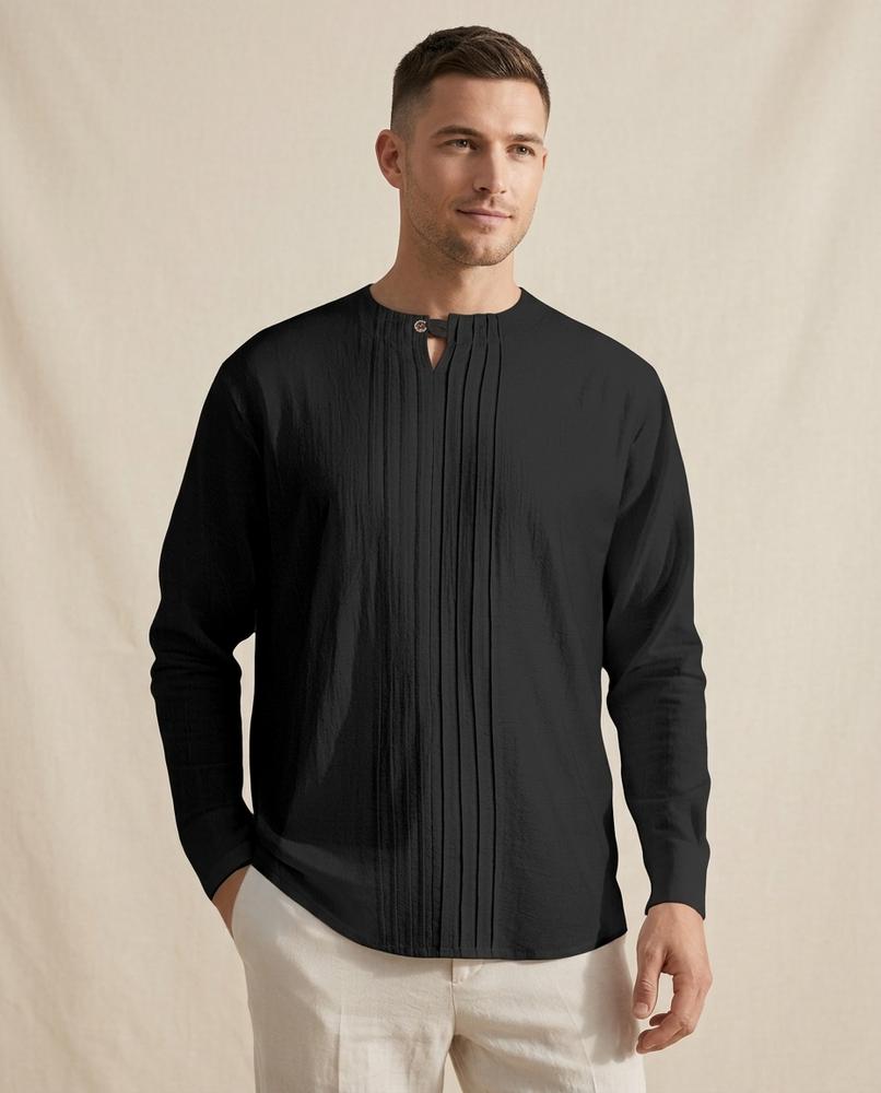 Lands Fashion - Zaras | Pleated Collarless Shirt Men