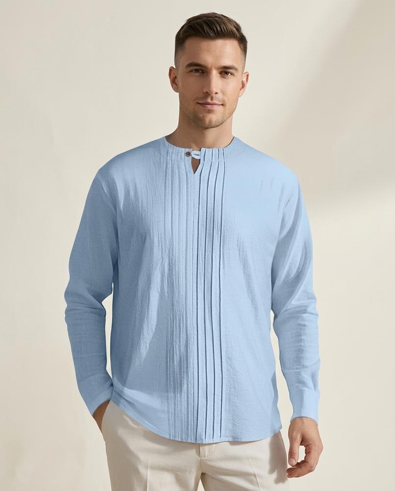 Lands Fashion - Zaras | Pleated Collarless Shirt Men