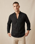 Lands Fashion - Mogar | Linen Band-Collar Shirt Men