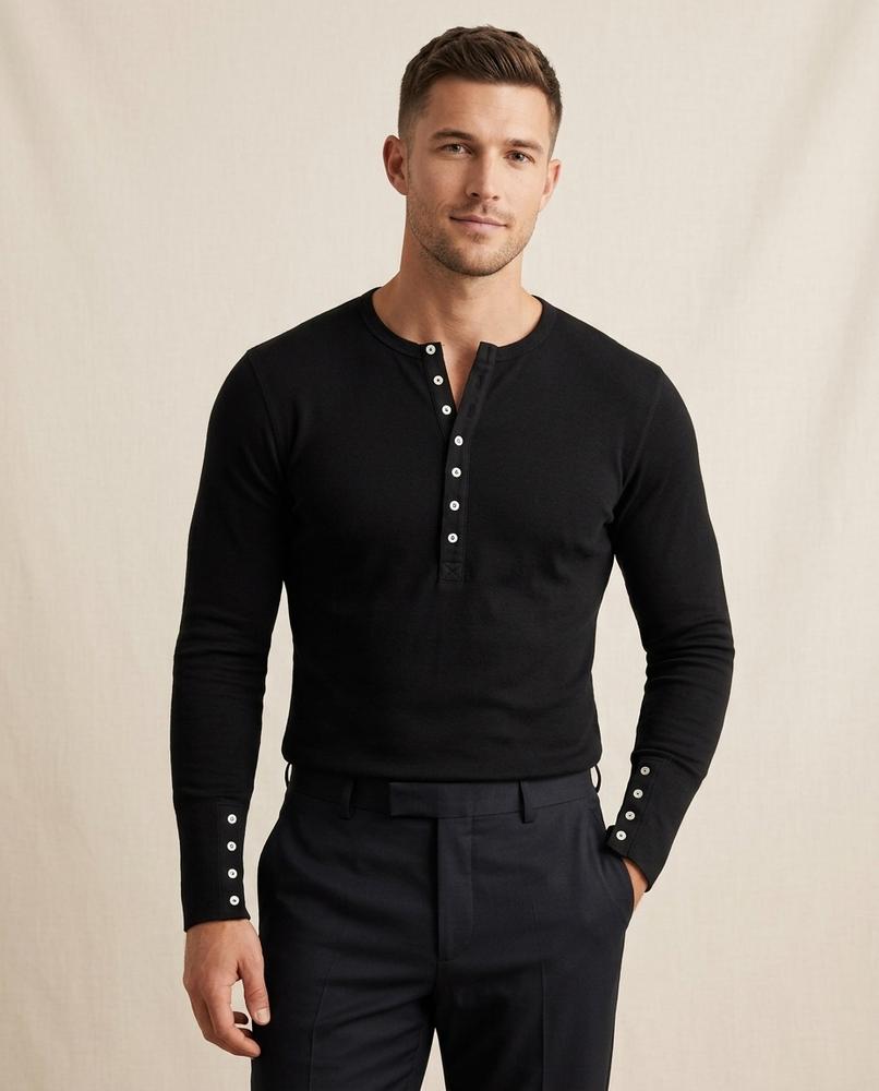 Lands Fashion - Sepir | Button-Placket Long-Sleeve T-Shirt Men