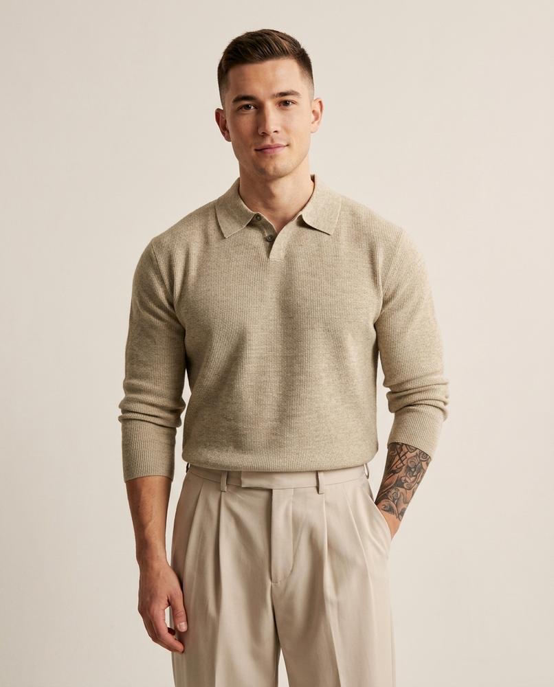Lands Fashion - Riril | Rib-Knit Collared Sweater Men