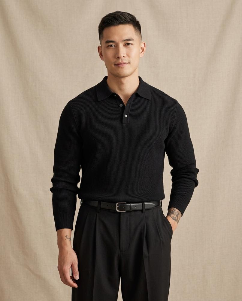 Lands Fashion - Riril | Rib-Knit Collared Sweater Men