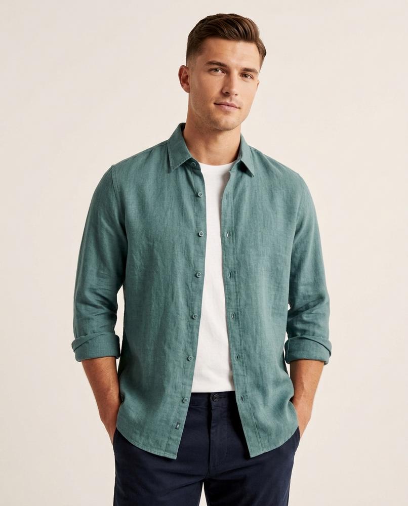 Lands Fashion - Renov | Ramie-Blend Button-Up Shirt Men