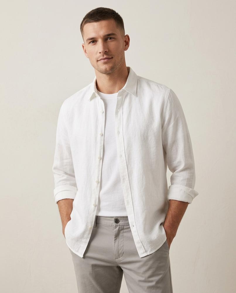 Lands Fashion - Renov | Ramie-Blend Button-Up Shirt Men