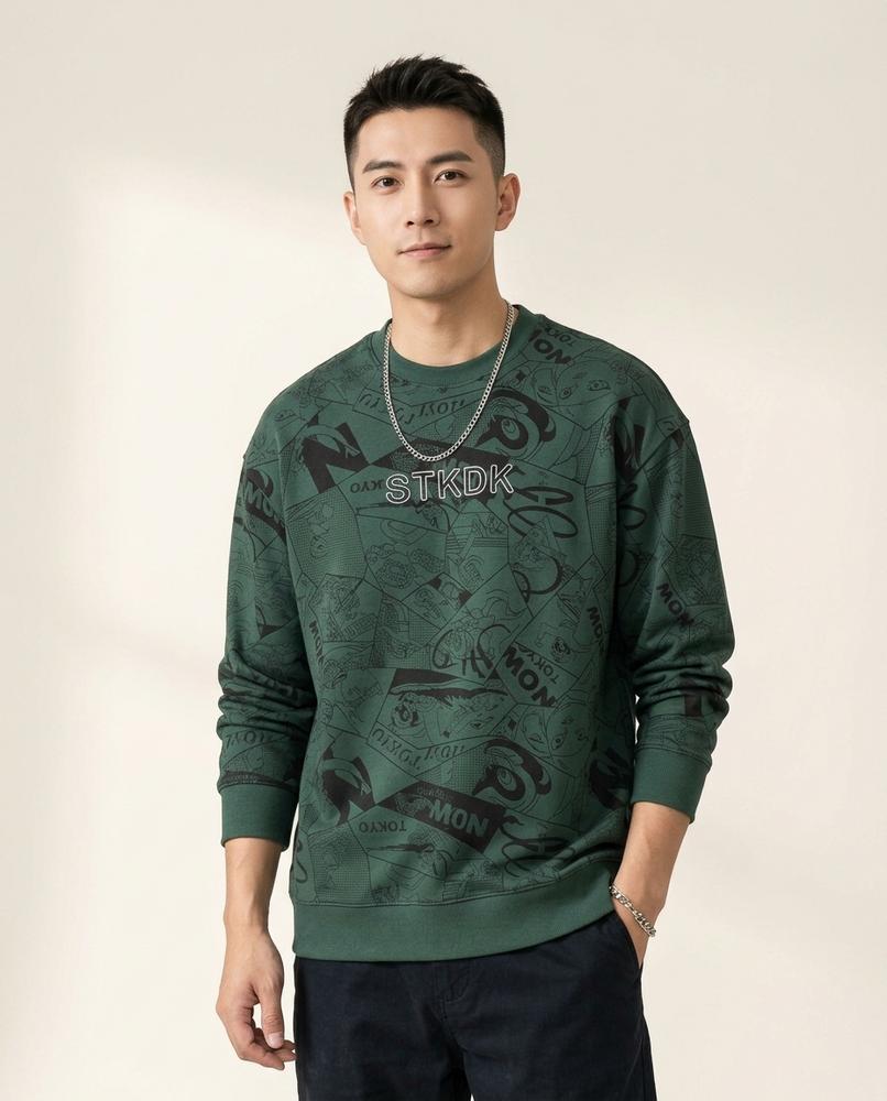 Lands Fashion - Eomem | Graphic Print Crewneck Sweatshirt Men