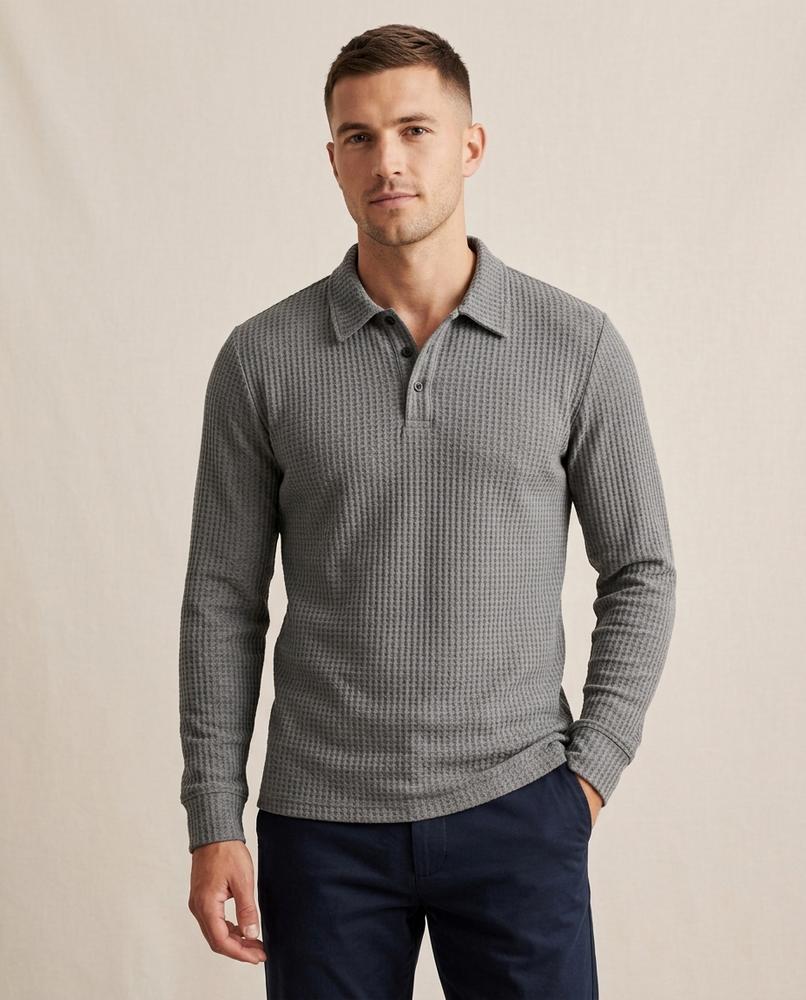 Lands Fashion - Ridod | Waffle-Knit Collared Sweater Men