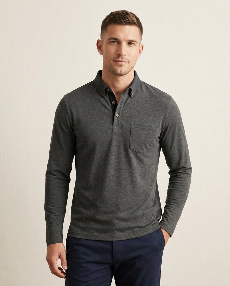 Lands Fashion - Nases | Long-Sleeved Heathered Shirt Men