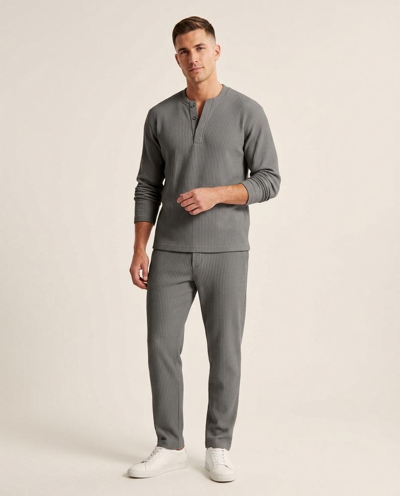 Lands Fashion - Roval | Ribbed Henley Sweater Men
