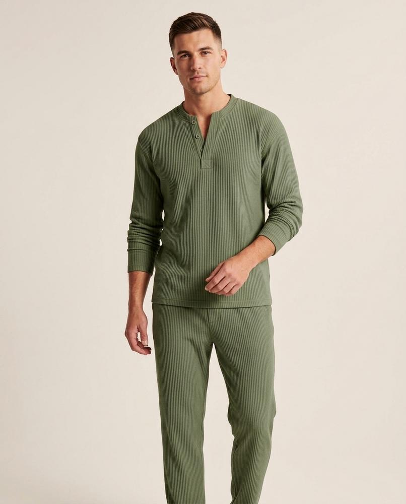 Lands Fashion - Roval | Ribbed Henley Sweater Men