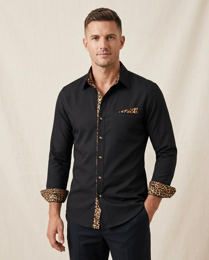 Lands Fashion - Tumev | Button-Up Contrast-Trim Shirt Men