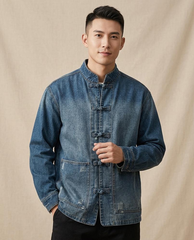Lands Fashion - Kivil | Denim Stand-Collar Jacket Men