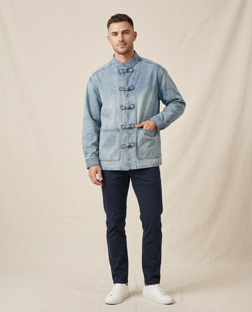 Lands Fashion - Kivil | Denim Stand-Collar Jacket Men