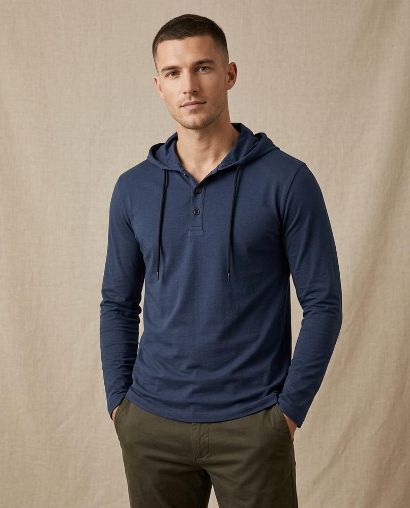 Lands Fashion - Luzev | Buttoned Long-Sleeved Hoodie Men