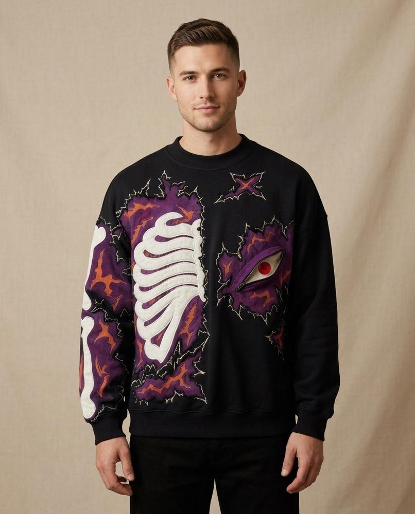 Lands Fashion - Cefun | Appliquéd Relaxed Fit Sweatshirt Unisex