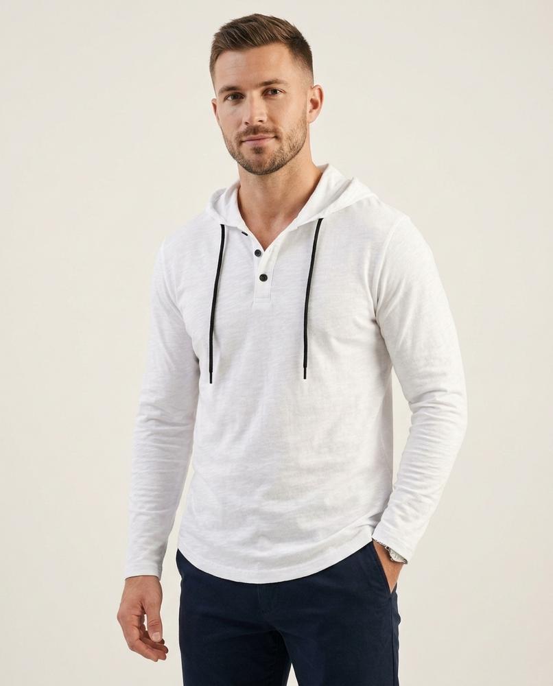 Lands Fashion - Luzev | Buttoned Long-Sleeved Hoodie Men