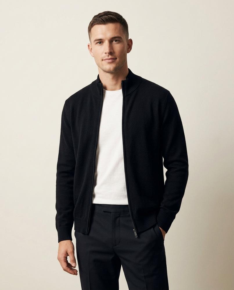 Lands Fashion - Zevel | Zip-Up Fine-Knit Knit Cardigan Men