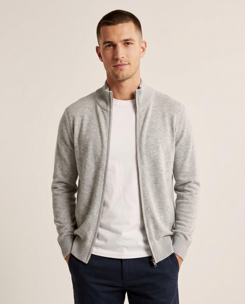 Lands Fashion - Zevel | Zip-Up Fine-Knit Knit Cardigan Men