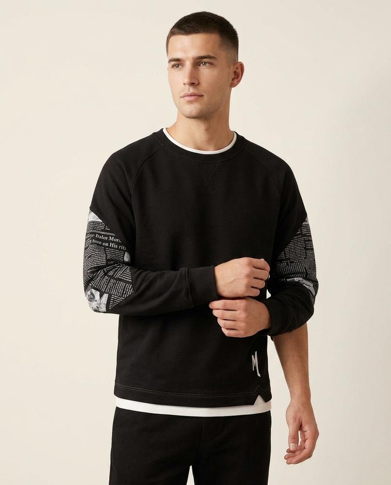Lands Fashion - Depel | Printed-Sleeve Relaxed-Fit Sweatshirt Men