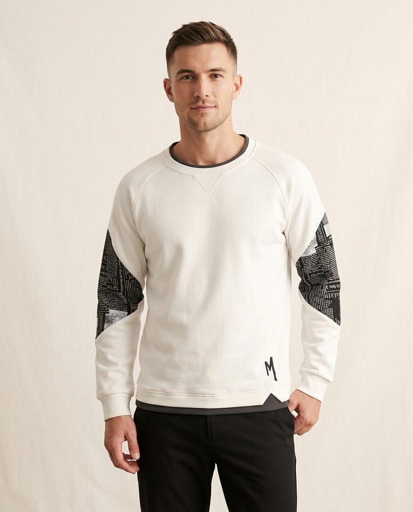 Lands Fashion - Depel | Printed-Sleeve Relaxed-Fit Sweatshirt Men
