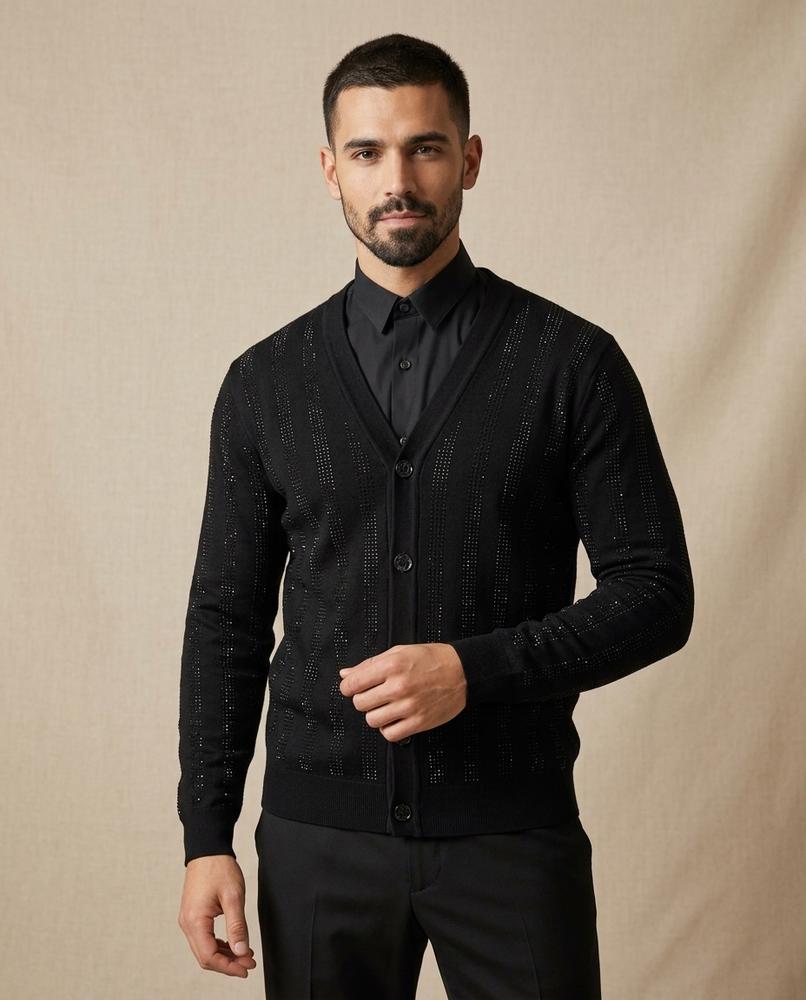Lands Fashion - Curid | Embellished Button-Up Cardigan Men
